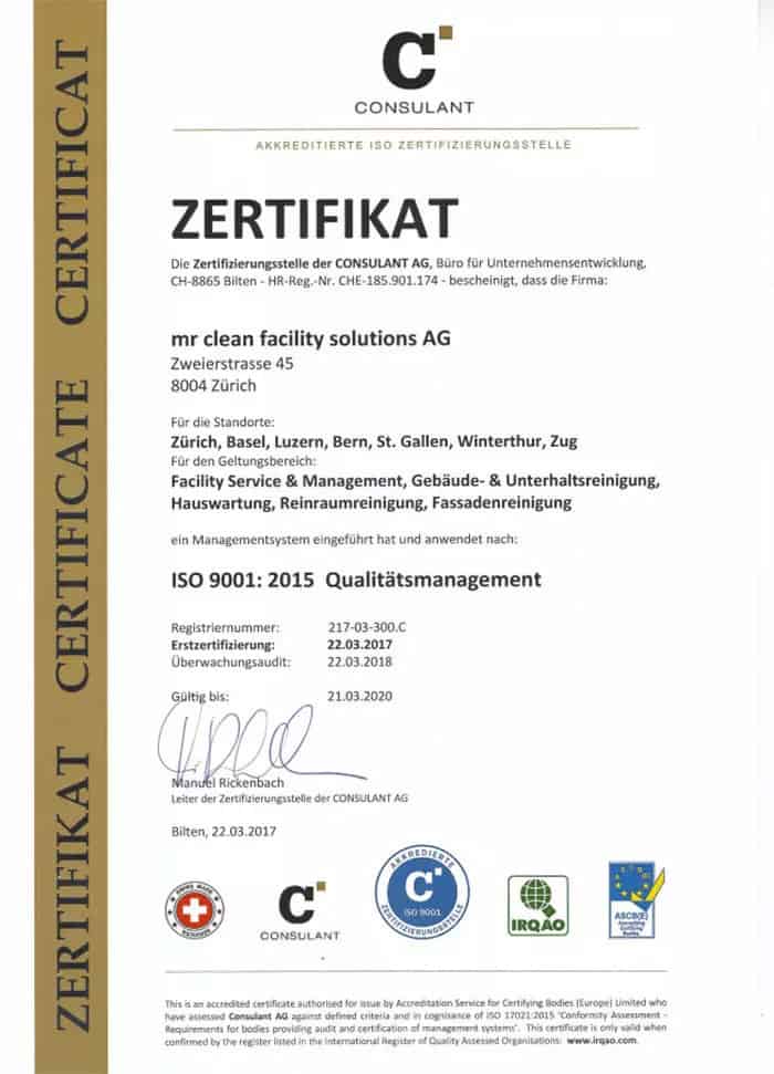 Reinigungsunternehmen Schweiz mit ISO 9001 Reinigungsfirmen ISO 9001 Reinigungsunternehmen Reinigungsfirmen Schweiz