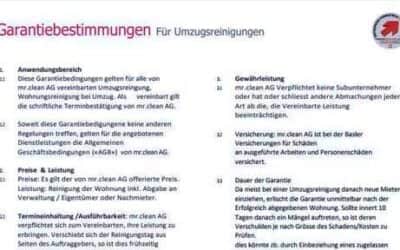 Umzugsreinigung Garantie